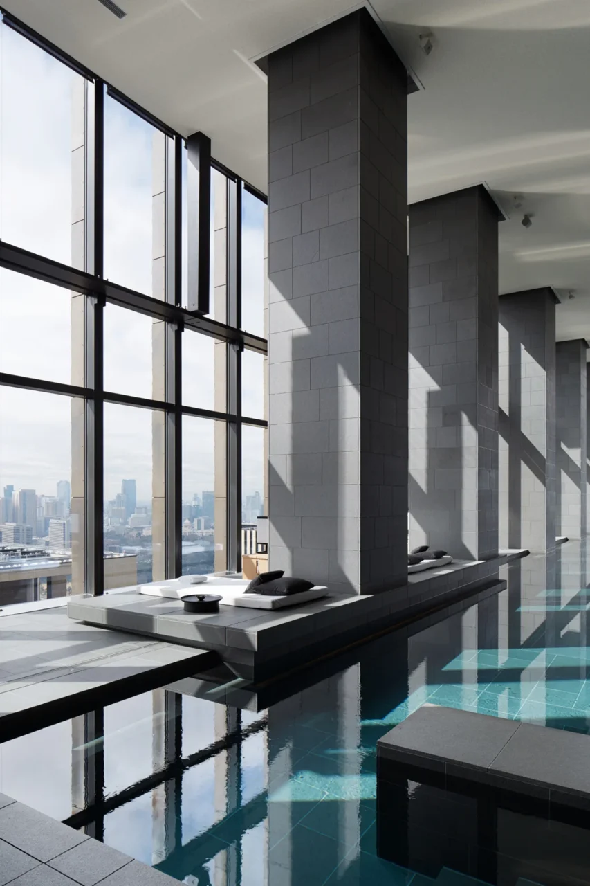 Indoor swimming pool of the Aman Tokyo spa