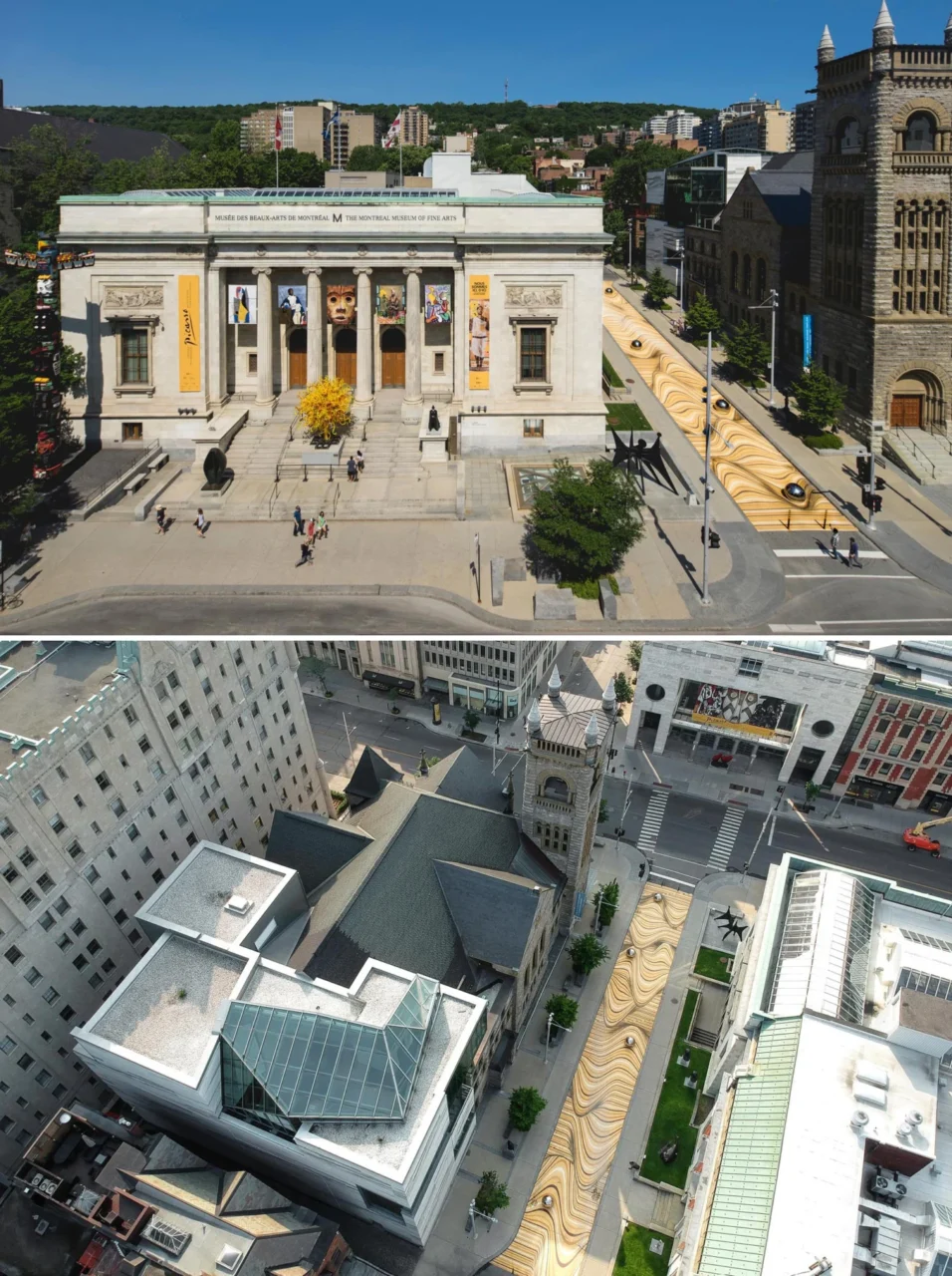 Aerial view of the mural leading to the museum buildings