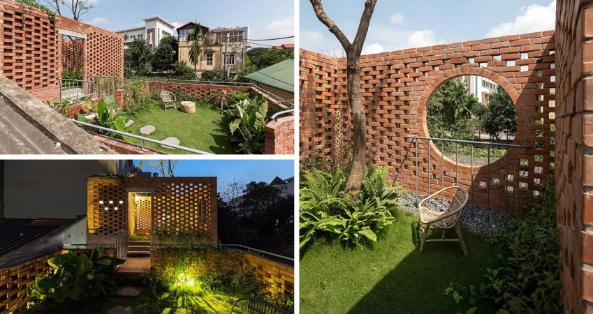 a-rooftop-lounge-and-garden-surrounded-by-brick-walls-was-designed-for-this-home