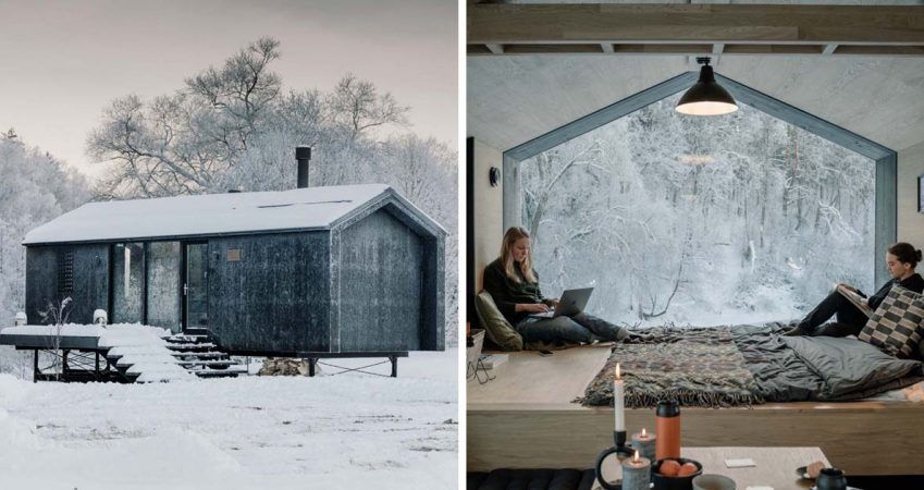 the-oak-lined-interior-of-this-cabin-is-a-warm-escape-from-the-weather-outside