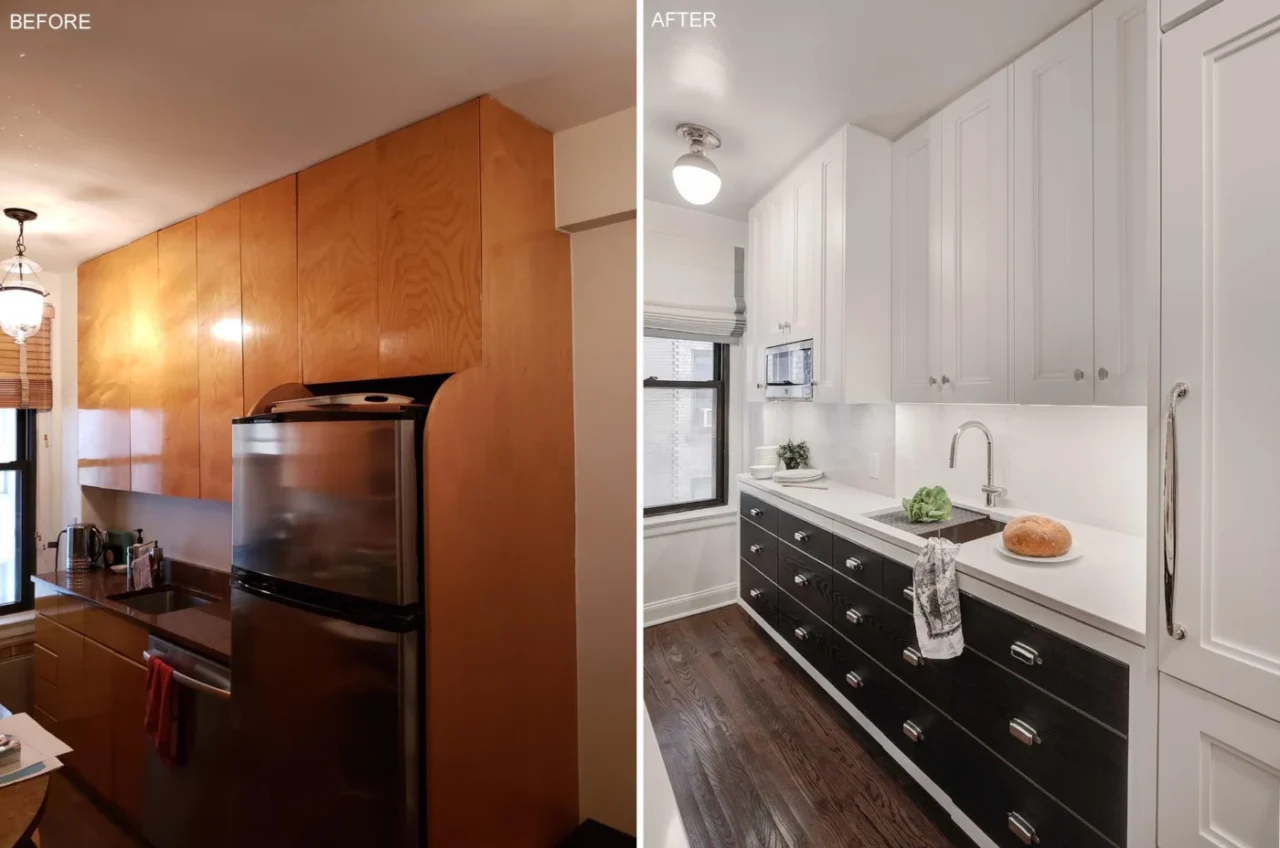 Remodeled small galley kitchen in a New York City home