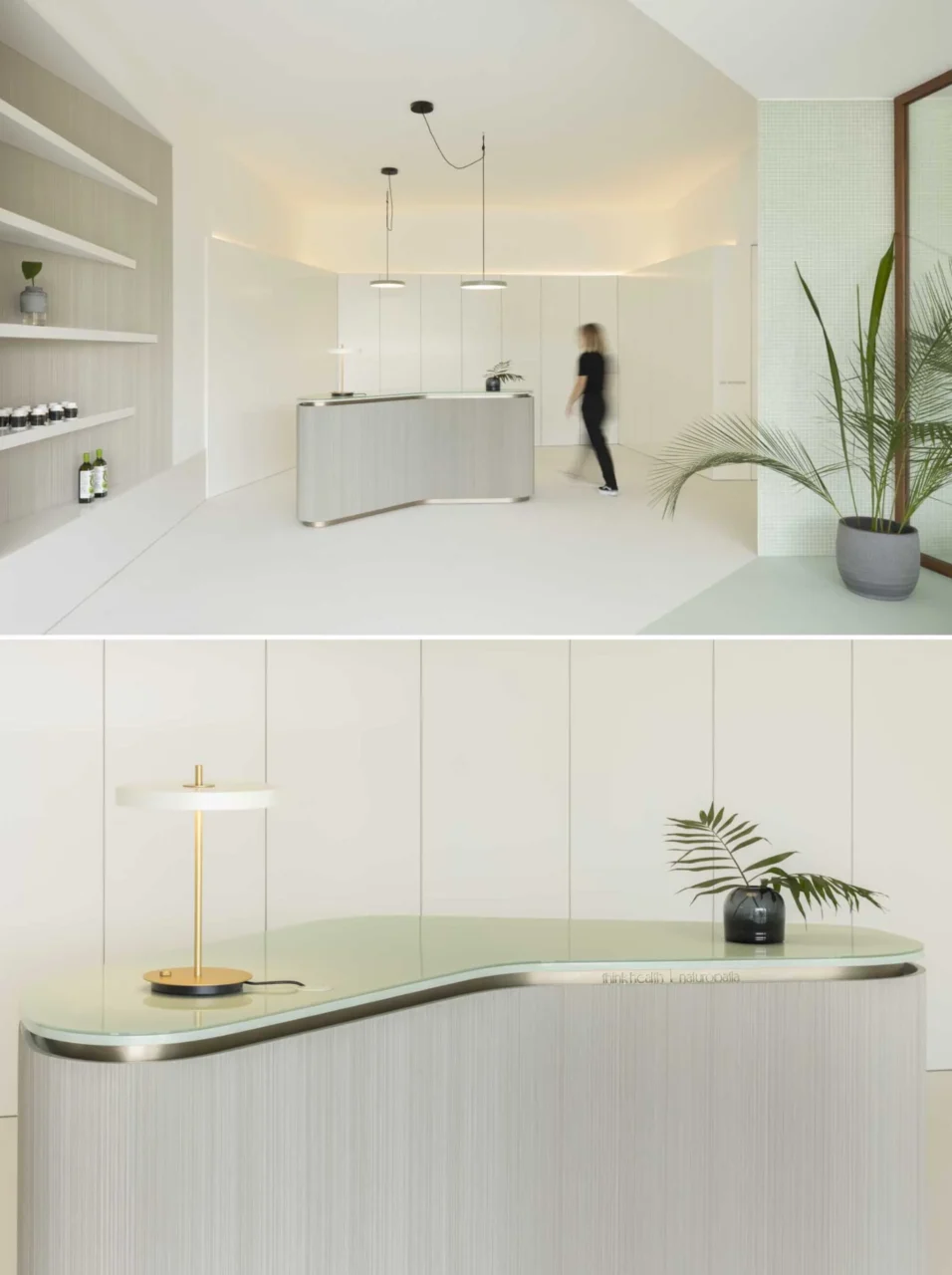 Neutral reception area of the Think Health clinic with natural materials