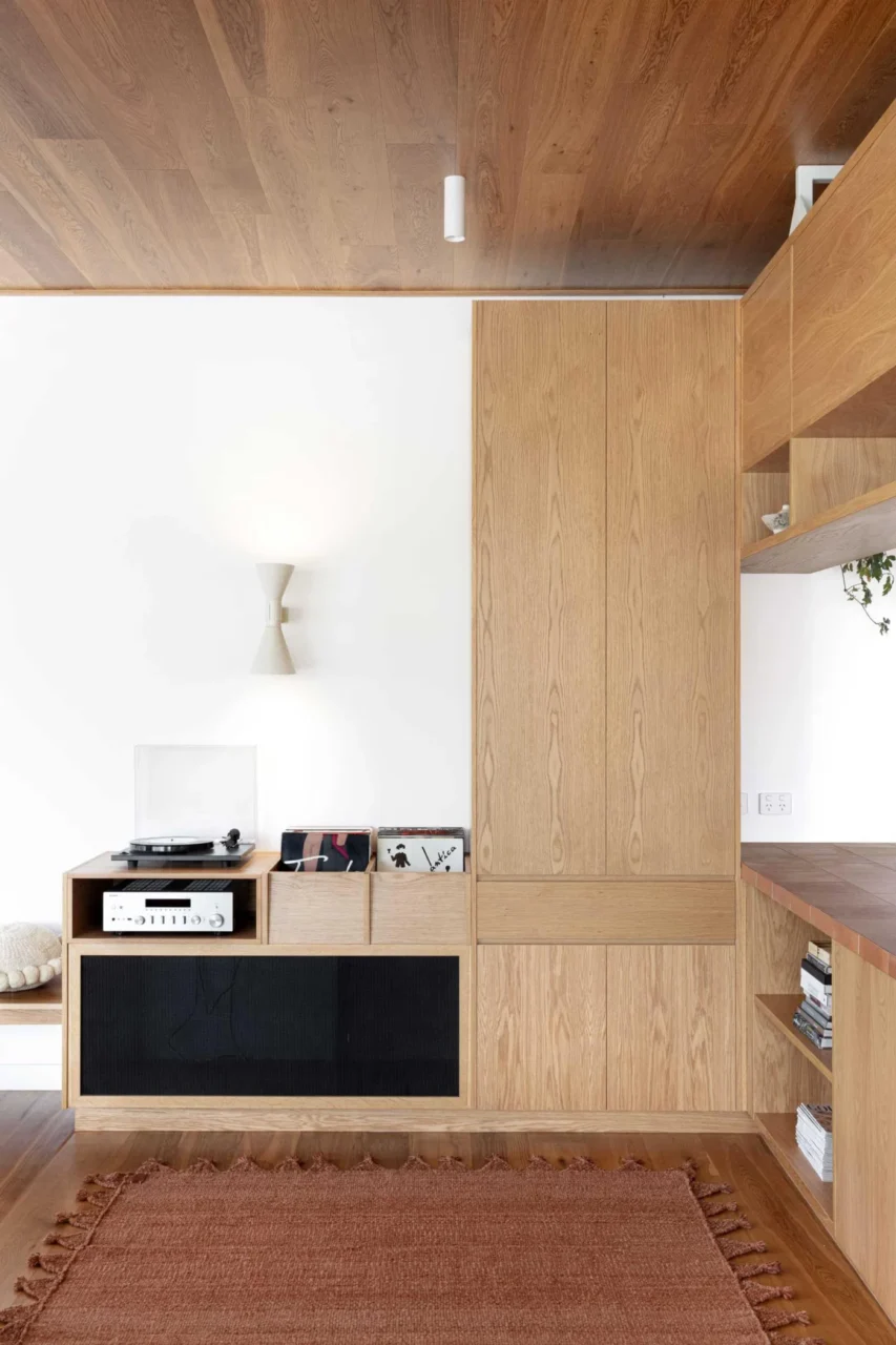 Built-in DJ booth in the living area
