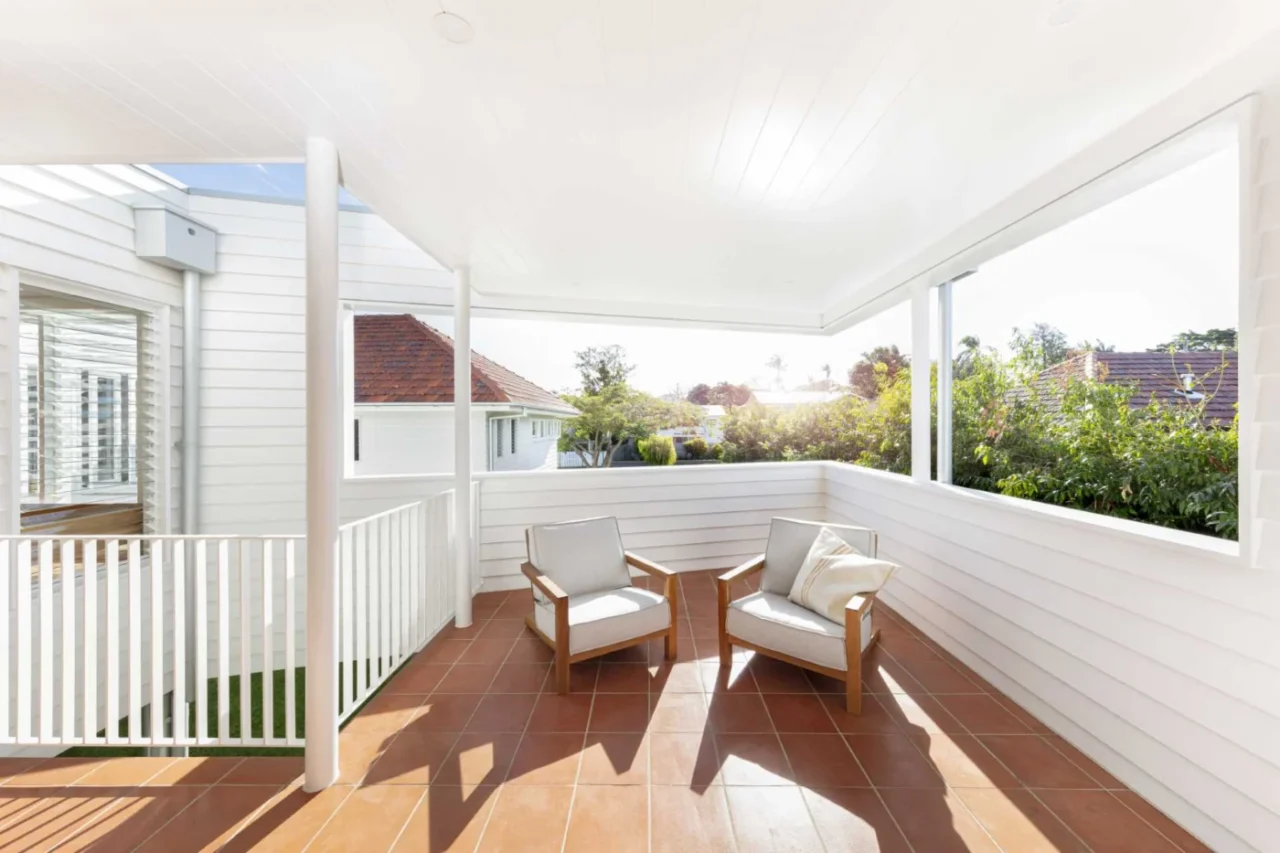 Covered deck adding outdoor living space