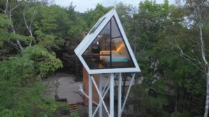 this-small-cabin-was-elevated-to-be-among-the-treetops