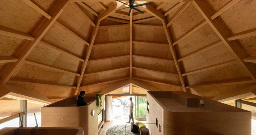 this-octagonal-spiderweb-shaped-structure-is-a-home-for-a-family-in-japan