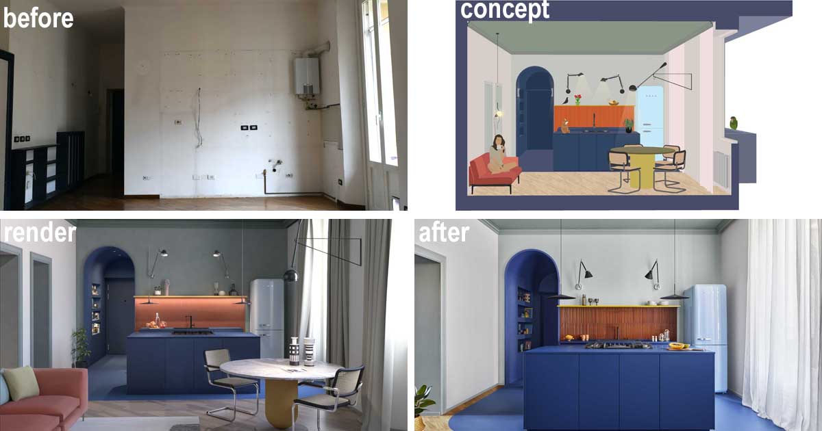 before-&-after-–-a-remodeled-apartment-interior-uses-bold-colors-in-its-design
