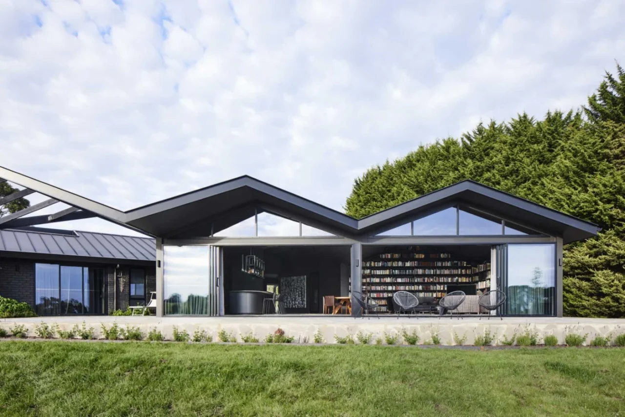 The Seat, a remodelled farmhouse by Atlas Architects on the Mornington Peninsula, Australia, with pitched roofs