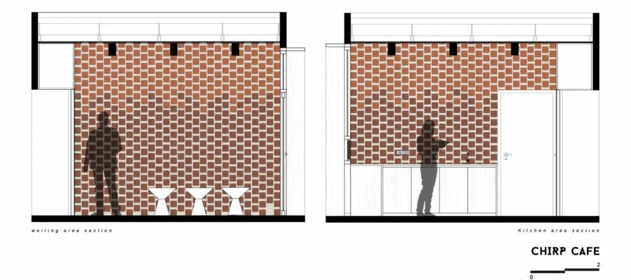 Design drawing of the cafe interior