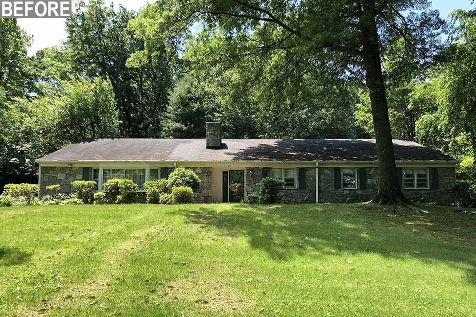 Before: the 1950s ranch home in Phoenixville with its original exterior