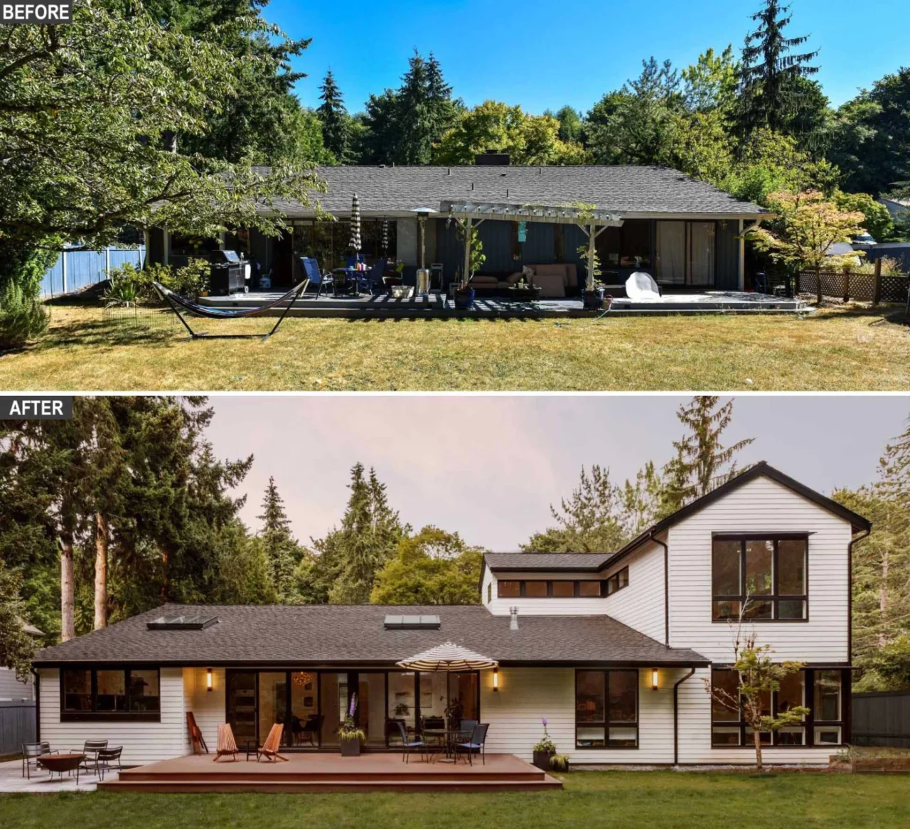 Renovated 1970s rambler in Seattle with a new upper-level addition