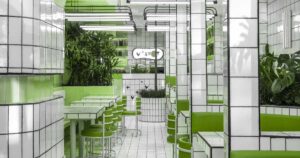 a-green-and-white-tiled-design-was-created-for-this-vegan-cafe