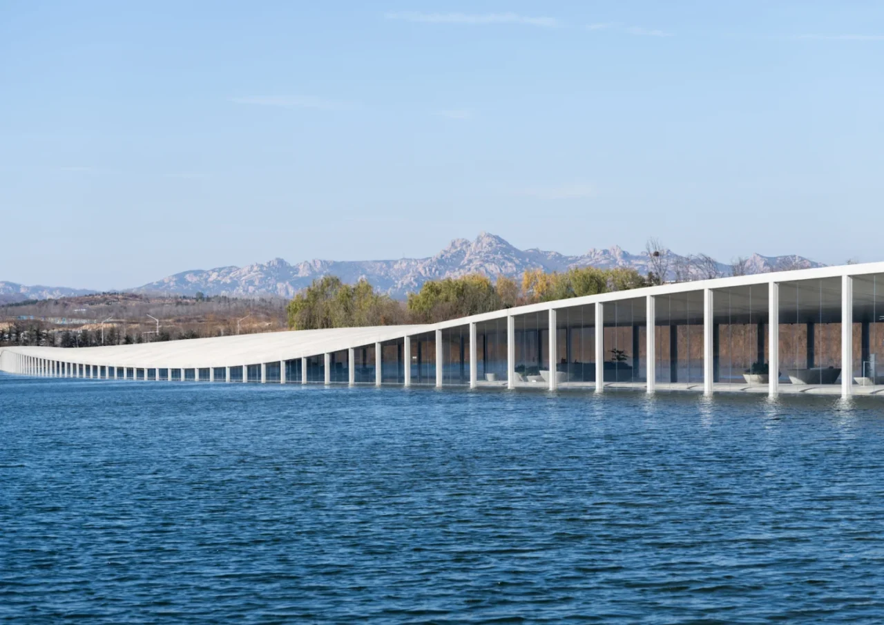 Zaishui Art Museum by Junya Ishigami, a one-kilometre building on an artificial lake in Rizhao, China