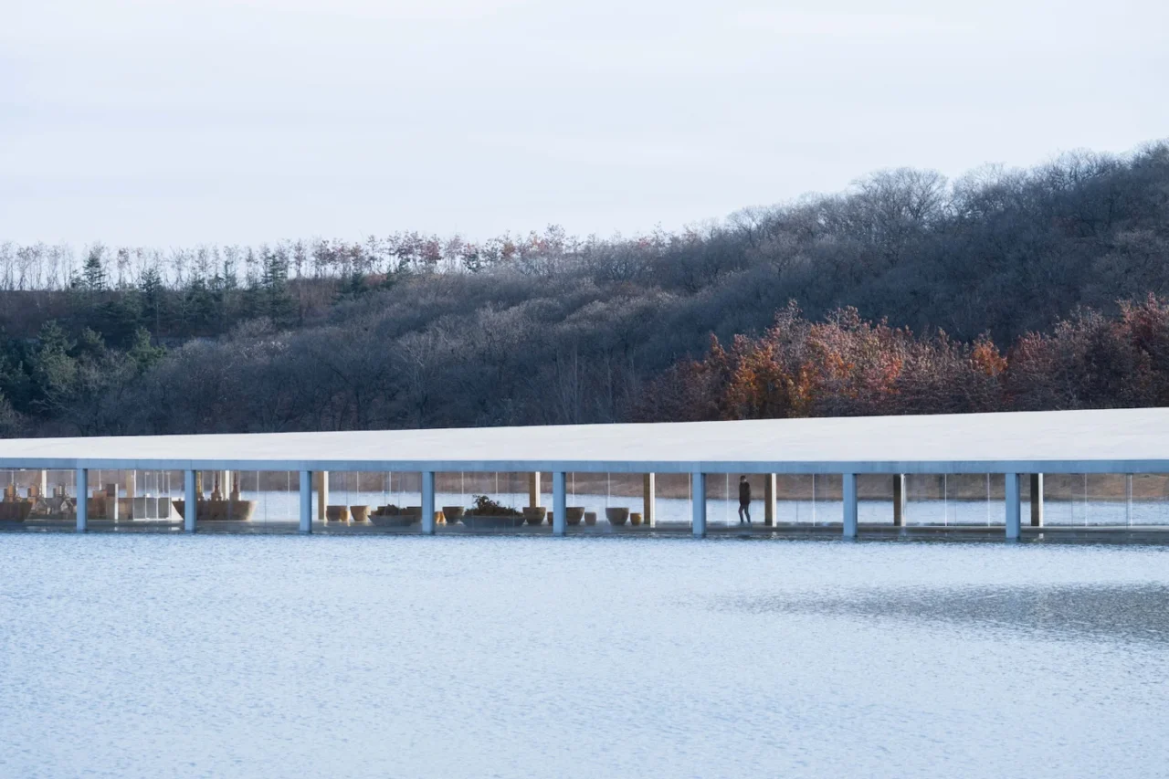 Columns and glazing of the Zaishui Art Museum by junya ishigami+associates