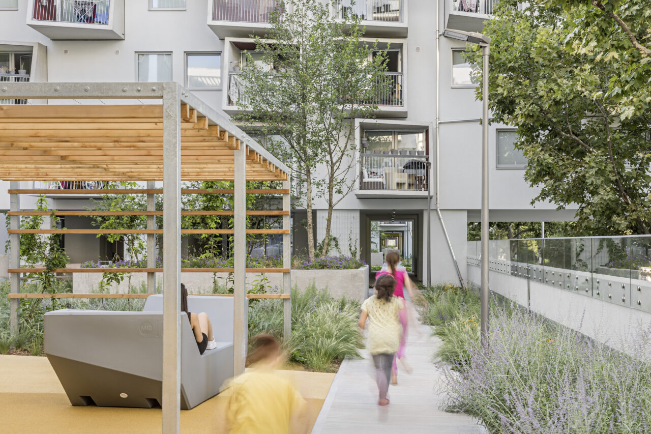 social housing with a garden deck for all residents