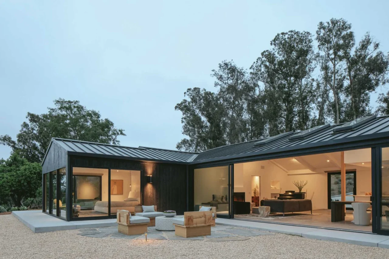 Renovated 1970s home in Montecito clad in charred shou sugi ban cedar