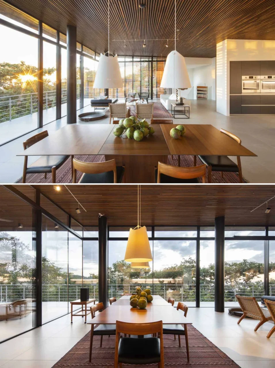 Open-plan dining area filled with natural light
