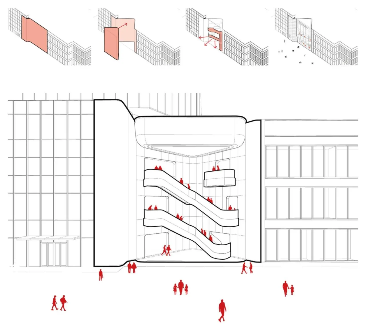 Architectural drawing of the Lululemon flagship store in Shanghai