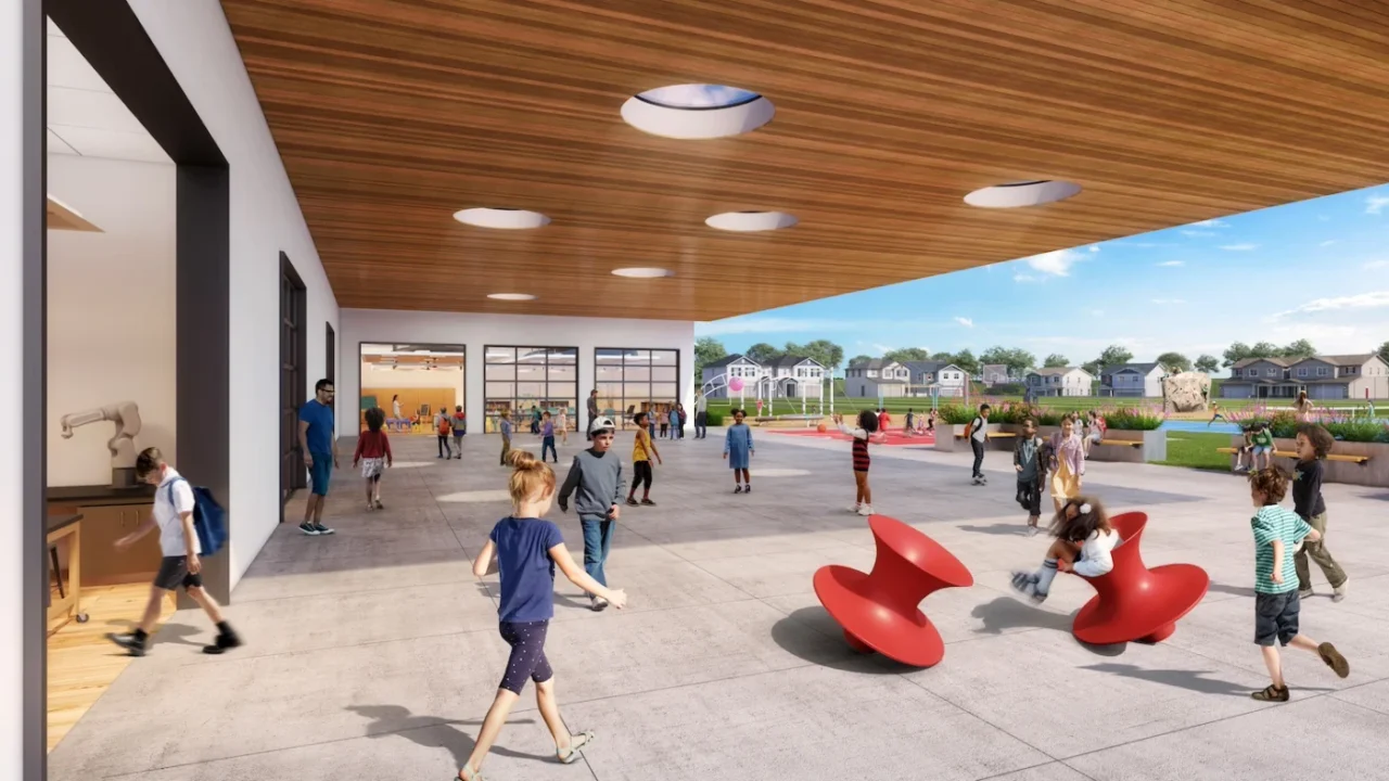 School buildings with easy outdoor access, designed by Ratcliff to support movement for neurodiverse learners