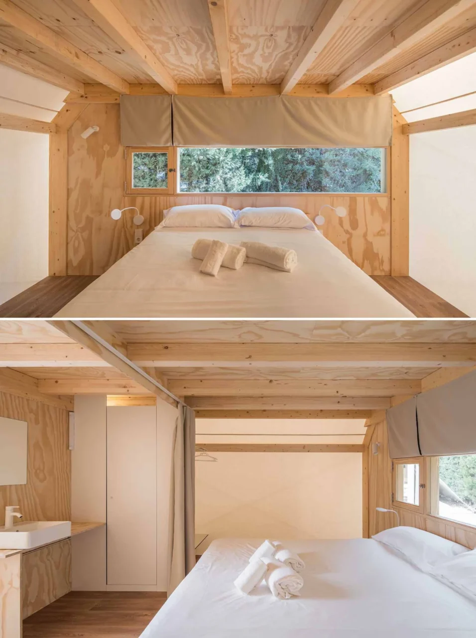 Main bedroom with bathroom at the rear of the glamping tent