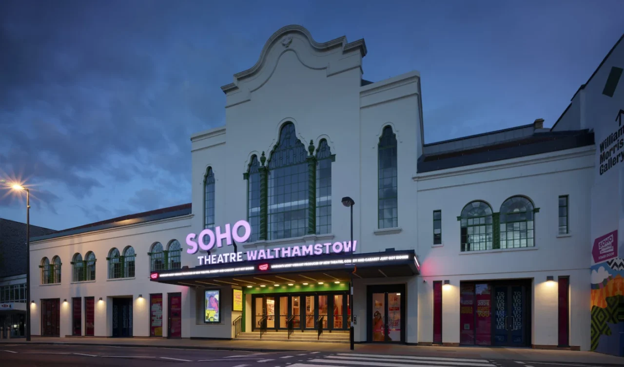 Restored Hoe Street facade of Soho Theatre Walthamstow, the former Granada Cinema in north east London