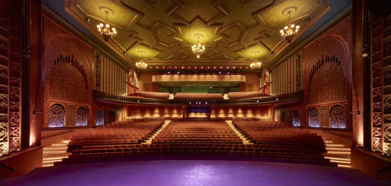 View from the stage into the restored Art Deco auditorium of Soho Theatre Walthamstow