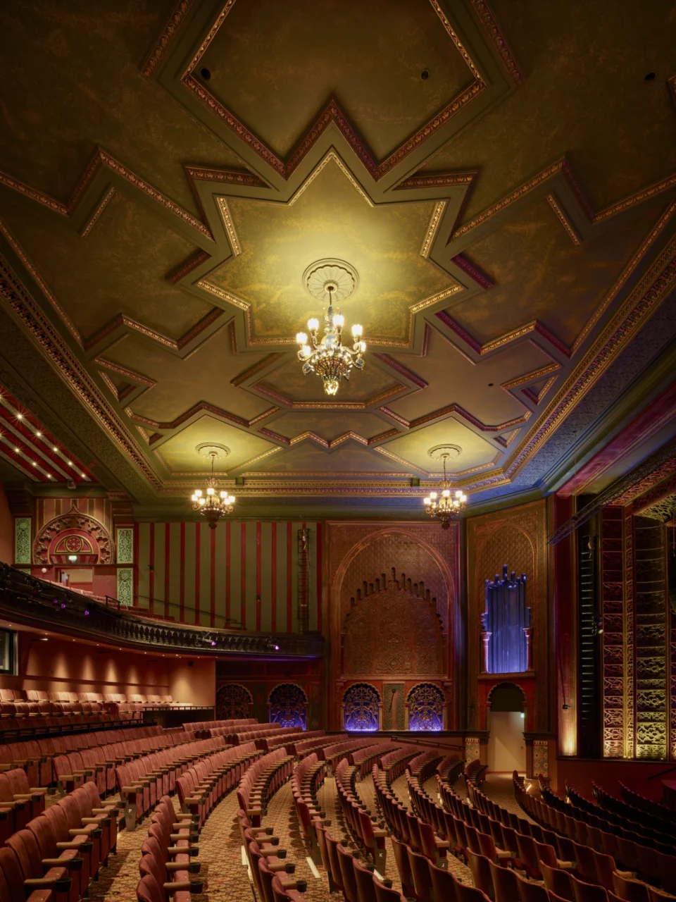 Side view of the auditorium with its restored Komisarjevsky interiors