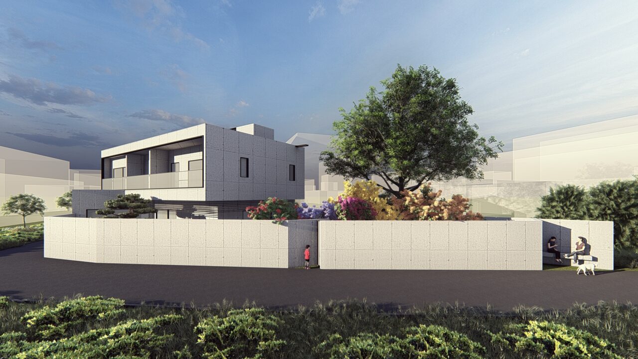 An asymmetric V-shape house