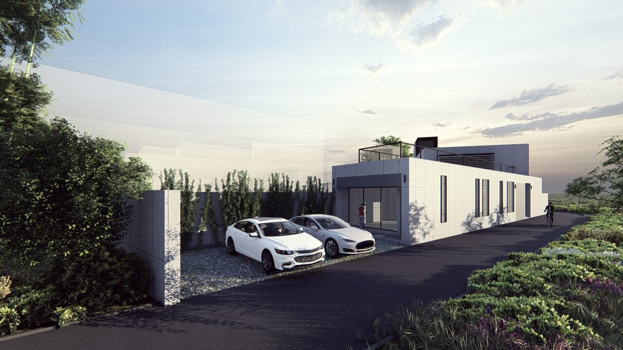 An asymmetric V-shape house