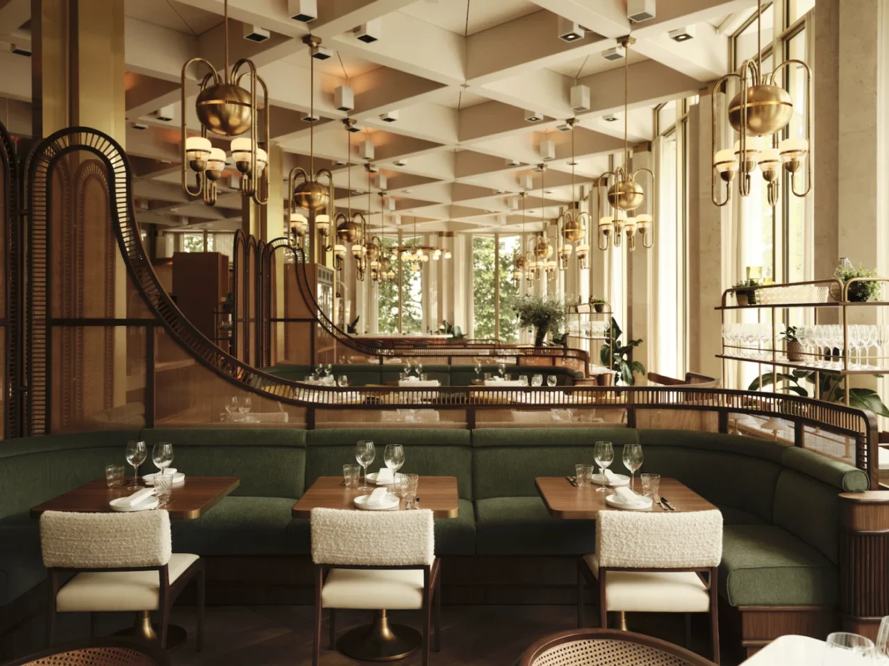 Restaurant interior inside the converted embassy building