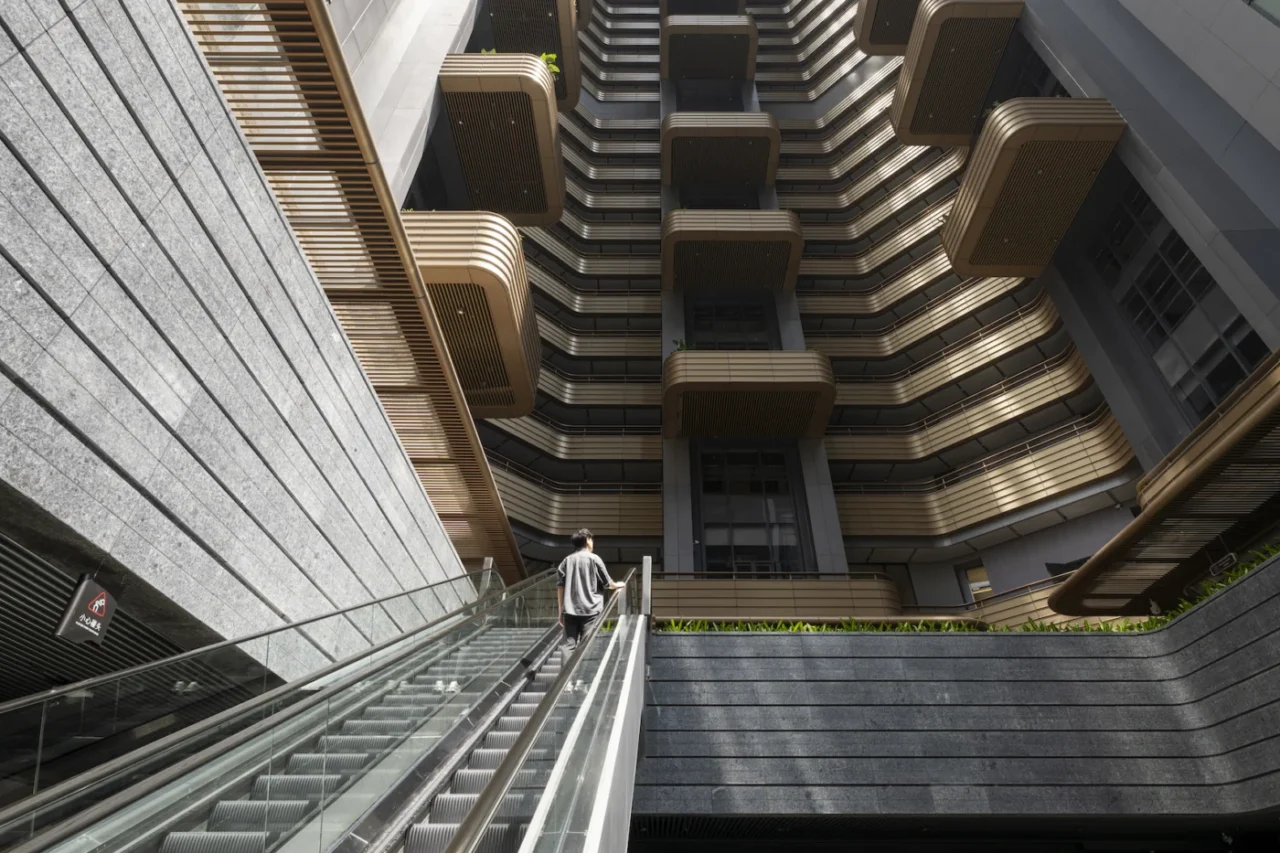 Grand Bayview Qianhai, two fan-shaped residential towers by Foster + Partners in Shenzhen, China